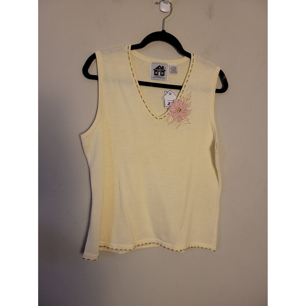 New Storybook Knits Pastel Yellow Sleeveless Top Sz L